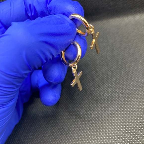 14K Gold Cross Earrings - Picture 5 of 12